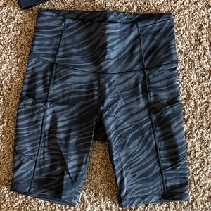 Lululemon Black and Gray Zebra Print Biker Shorts
